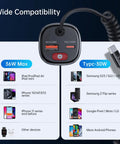 Heavy Duty Usb C Car Charger With Six Foot Coiled Cable And Smart Power Switch To Halt Battery Drain While You Rapidly Juice Up Phones Smoothly On Every Daily Commute with wide compatibility details.