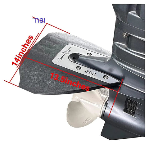 Whale Tail Hydrofoil Stabilizer For Boat Outboards 8 To 40 HP Ready To Roll Easy Install For Stable Planing In Rough Water Fits Mercury Johnson Evinrude Outboards Marine Sport 200 shown on motor