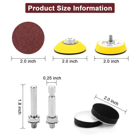 Product size details of Heavy Duty 240 Plus 8 Pcs Sanding Discs Pad Kit For 2 Inch Die Grinder And Drill Sander Attachments