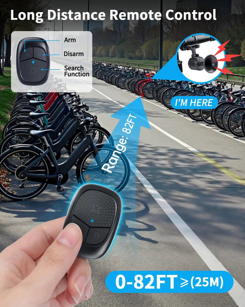 120dB Bike Horn With Anti Theft Alarm, Wireless Remote, USB C Rechargeable, Suspension Mount, IPX5 Waterproof, Great For E Bikes, Scooters And Kids Bicycles, Loud Electric Bicycle Horn