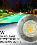 8 Pack 9W LED Well Lights For Outdoor Landscaping Low Voltage 12V 24V IP67 Waterproof In Ground Garden Lights Lit Warm White Glow