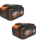 Score This Massive Double Pack Of 4.0Ah Lithium Ion Batteries Built For 20V And 40V Cordless Power Tools To Serve Real Deal Runtime And Smart Thermal Guards Keeping Your Gear Chugging Smoothly, showing two 4.0Ah lithium ion batteries.