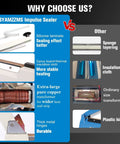 20 Inch Commercial Impulse Sealer Machine With Industrial Grade Aviation Aluminum Body For Heavy Duty Workhorse High Efficiency Heat Sealing In Factories Warehouses And Food Packaging Lines. comparison graphic of seal strip, transformer, and hinges