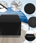 Center Console Boat Dust Cover With Oxford Cloth Waterproof Fabric, Swingback Cooler Seat Protector in use on a boat.