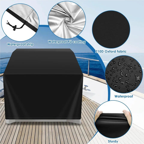 Center Console Boat Dust Cover With Oxford Cloth Waterproof Fabric, Swingback Cooler Seat Protector in use on a boat.