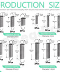 Diagram showing dimensions of Heavy Duty Extension Spring Kit 36 Pieces, 12 Sizes, Zinc Plated Wire Springs with Hook Ends.