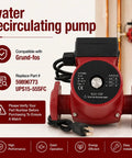 Slick Three Speed Hot Water Recirculating Pump 1 12 HP For Easy Home Plumbing And Solar Setup No Sweat Swap, red and black design