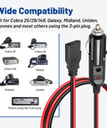 CB Radio Power Cord 12V 3 Pin Plug Fused Replacement Cable with radios and compatible device images