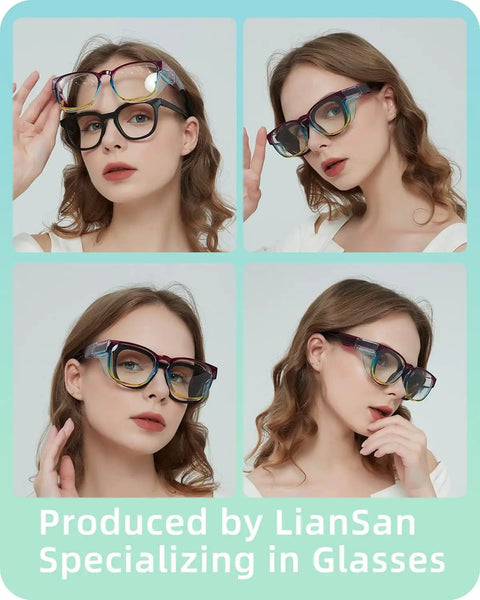 Over Eyeglasses Safety Glasses For Women Who Wear Specs With Anti Fog Lenses ANSI Z87.1 Certified Lightweight TR90 Wraparound