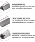 Straight flute tap and universal square shank from Tap And Die Set For Left Hand Threads 5/16-24 UNF with heavy-duty tap tools.