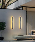 Outdoor LED Wall Light 31.5 Inch Black Sconce With Rectangular Acrylic Panel on modern patio wall