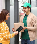 Person receiving a Black Bubble Mailers 4x8 Inch Self Seal Adhesive Padded Envelopes 200 Pack Waterproof With Inner 4x7 Inch Usable Size