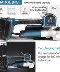Heavy Duty Cordless Strapping Machine For PP And PET Bands Handheld Automatic Electric Sealer with LCD and battery charging.