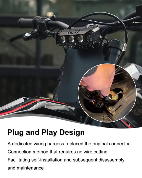 LED Headlight Kit For Dirt Bikes And Off Road Rides With Four Eye LED Array Dual Color Temperature White High Beam And Warm Low Beam Includes Mounting Bracket And Switch Wiring Harness For Talaria Sting R MX4 Sur Ron Segway X260