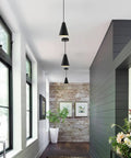 Three Pack Black Pendant Lights For Kitchen Island And Bar Counter, Modern Industrial Cone Shade Chandeliers With Adjustable Cords