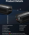Product details of 12A MPPT Boost Solar Charge Controller For 48V 60V 72V Battery Systems Converts 12V Or 24V Panels To Charge Lead Acid LiFePO4 Gel Flooded Batteries In Golf Carts And EVs The Solar Setup That Powers Your Ride, showing indicators and ports.