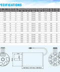 Product specifications for 1850KV Brushless RC Boat Motor 3670 With 5mm Shaft Waterproof Water Cooling Jacket High Torque setup.