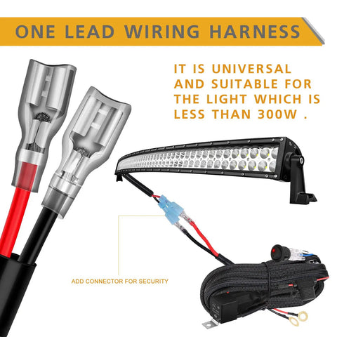 Heavy Duty 12V Wiring Harness Kit With Nylon Construction And Rocker Switch for LED light bar installation