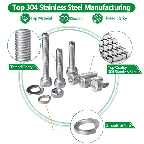 DIY Ready 1400 Piece Metric Screw And Nut Kit In 304 Stainless Steel M2 M3 M4 Bolts And Nuts With Hex Socket Head Cap