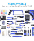 21V Cordless Drill Set With 112 Piece Home Repair Tool Kit For DIYers Lightweight Hammer Drill With Adjustable Speed