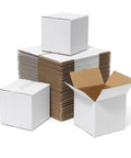 4x4x4 Inch Small Shipping Boxes 100 Pack White Corrugated Cardboard Boxes With Eco Friendly 3 Layer Construction White Kraft Finish Ideal For Lightweight Shipping And Storage No Fuss stacked with open box