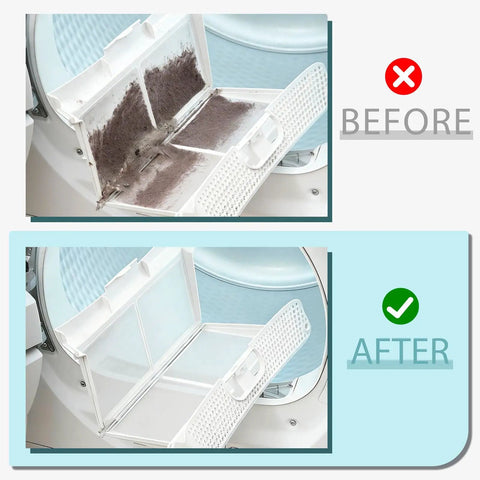 Before and after using Pro Grade Dryer Vent Cleaning Kit With Five Piece Set Flexible Hose Brush Lint Trap Tool