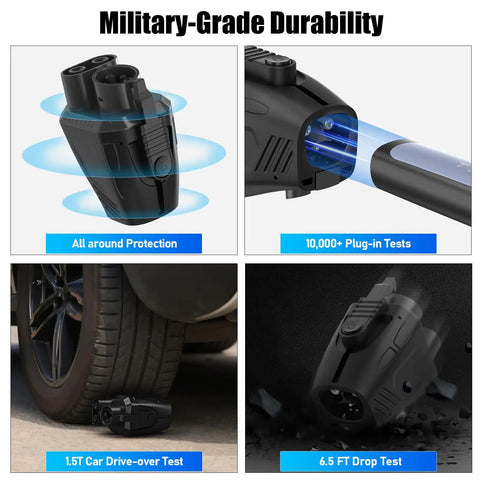 Military-grade durability of Tesla NACS To CCS1 Charger Adapter 500A 1000V Fast Charge with protection and testing features.