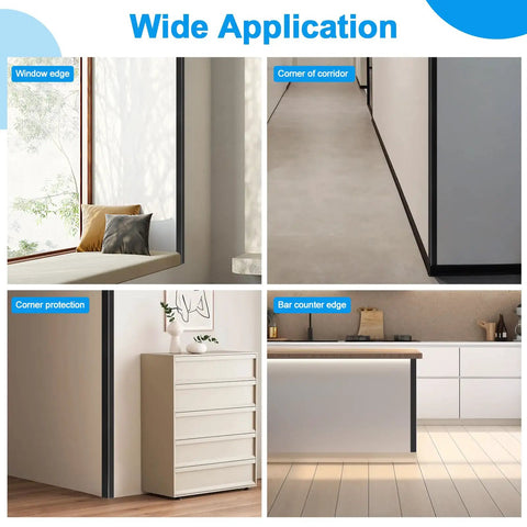 No Sweat 4 Pack Black Aluminum Corner Guards With Super Easy Peel And Stick Install Tough L Shape Wall Edge Protectors Rust Resistant Door Frame Cover For Cabinets Or Baseboards Quick Room Fix in various home applications.