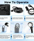 Instructions for Portable Camping Shower With 6000mAh Battery, LED Display, IPX7 Waterproof Outdoor Shower Kit setup