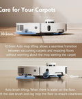 P10 Pro Ultra Robot Vacuum And Mop demonstrating 10.5mm carpet lifting feature on mixed flooring.
