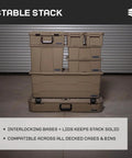 Sixer 16 Protective Case With Removable Tool Tray Blaze Orange, stack of decked cases with interlocking lids in a warehouse