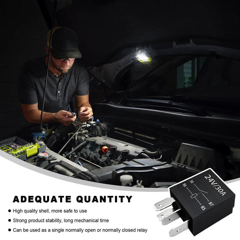 Heavy Duty 24V 30A 4 Pin Car Starter Relay Waterproof in engine bay installation