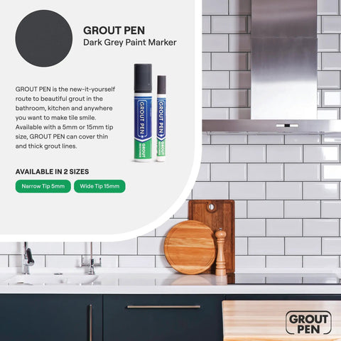 Dark Grey Grout Pen For Tile Grout Paint Marker Waterproof Colorant With Narrow 5mm Tip For Quick Touch Ups in a kitchen setting