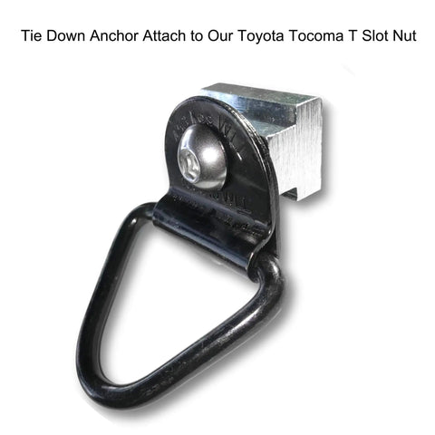 Heavy Duty T Slot Nuts And Bed Rails Cleats For Toyota Tacoma And Tundra Pickups. Tie down anchor with zinc plated bolt.