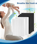 Woman holding baby in fresh air next to HEPA Replacement Filter Pack For Air Instinct And Oreck Purifiers Includes Two True HEPA Filters