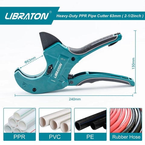 Heavy Duty PVC Pipe Cutter Two And One Half Inch Opening With Improved SK5 Blade For Long Lasting Cuts On PVC PEX And Plastic Pipes