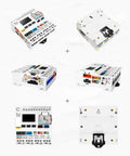 Industrial PLC Controller with StampS3A Core and Wireless IoT Support, showcasing relays and digital inputs, various angles.