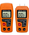 Pro Grade Wood Moisture Meter Digital Humidity Tester for Timber with Four Modes, large LCD, orange case, front view