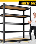 Beefy Heavy Duty Garage Shelving Unit 5 Tier Adjustable Metal Storage Rack For Tools Bins And Bulk Items Perfect For Workshop Pantry And Garage Organization 2050 Lbs Capacity, 78 in x 45.6 in x 19.7 in metal rack