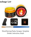 Wood Burning Gel Kit 4 Oz For Easy DIY Pyrography With Heat Activated Non Toxic Paste Includes Mini Scraper Template Sticker And Paint Brush