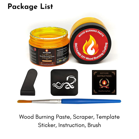 Wood Burning Gel Kit 4 Oz For Easy DIY Pyrography With Heat Activated Non Toxic Paste Includes Mini Scraper Template Sticker And Paint Brush
