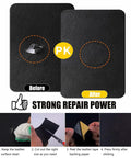 Before and after image showing the effect of Pink Leather Repair Patch Kit For Furniture Faux PU Tape With Quick Fix