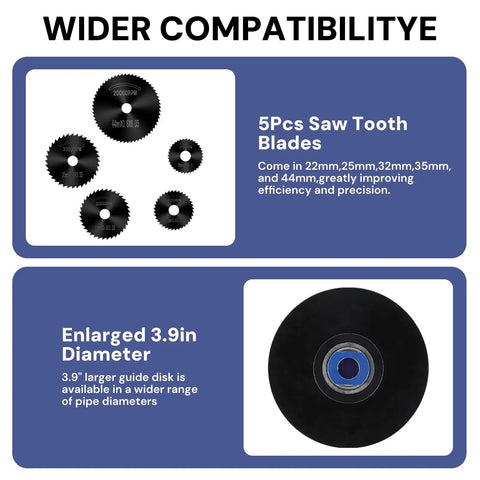 PVC Pipe Internal Cutter Set With 360 Degree Rotating Cutting Tool, Adjustable Depth Gauge, 5 Saw Tooth Blades and Guide