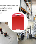 Heavy Duty 24V And 48V LiFePO4 Lithium Battery For Electric Pallet Jacks And Forklifts 15Ah To 40Ah shown in warehouse setting.