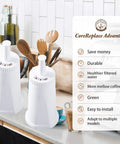 Front view: two white replacement water filter cartridges for Breville espresso machines on a kitchen counter.