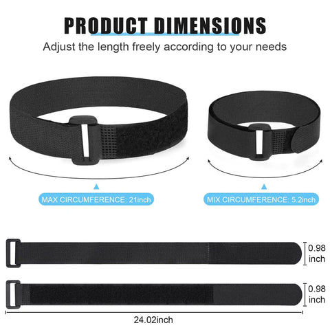 4 Pack Bike Rack Straps With Adjustable Wheel Stabilizers showing max circumference of 21 inches