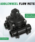 3/4 Inch Dual Ports Paddlewheel Flow Meter Assembly With 15659 Right Angle Cover for Fleck 2510 and 5600