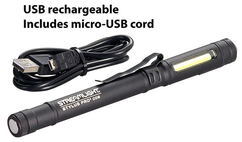 Stylus Pro COB 160 Lumen USB Rechargeable Magnetic Penlight With Pocket Clip And USB Cord Blue Three Modes High Low Flash