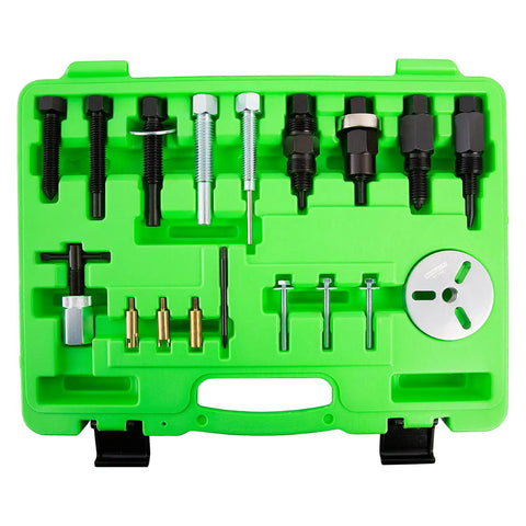 AC Clutch Tool Kit For Ford GM Chrysler Removes And Installs Pressed On Clutches And AC Compressor Clutch Kit in green case