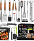 34Pcs Grill Accessories Set for Grilling Enthusiasts, Heavy Duty 16 Inch Stainless Steel BBQ Tools With Thermometer, Grill Mats